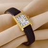 Retro Square Roman Numeral Leather Watch for Women Ultra Thin Minimal Ladies Quartz Dress Wristwatch