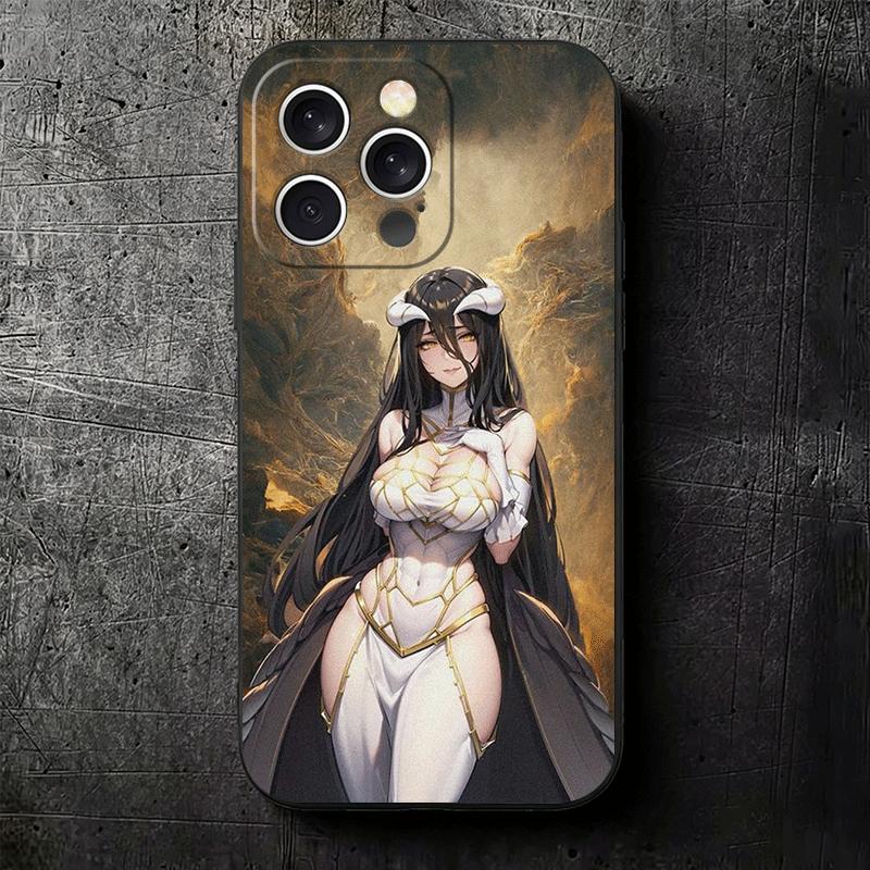 Albedo O-Overlords Anime Soft Phone Case for iPhone 16 16E 17 Air 15 Pro Max 14 Plus 13 Mini 11 12 7 Black Cover Back Shell