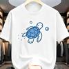 Cute Sea Turtle Graphic T-Shirt Minimalist Blue Ocean Turtle Tee Crewneck Short Sleeve Top for Men Women