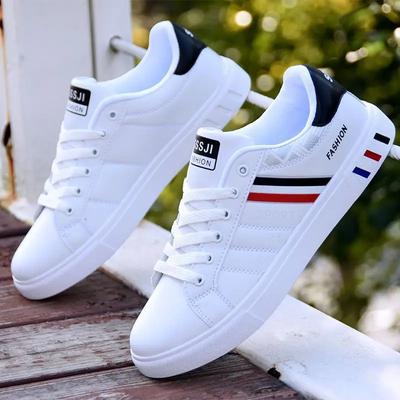 נעלי ספורט גברים נעלי ספורט גברים דירות Zapatillas Hombre קל משקל עור Pu נעלי גברים לנשימה נעלי טניס ספורט לבן