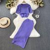 Women's Summer Skirt Set Short Sleeve Crew Neck Crop Top And High Waist Maxi Skirt Set Knitted Two Piece Outfit