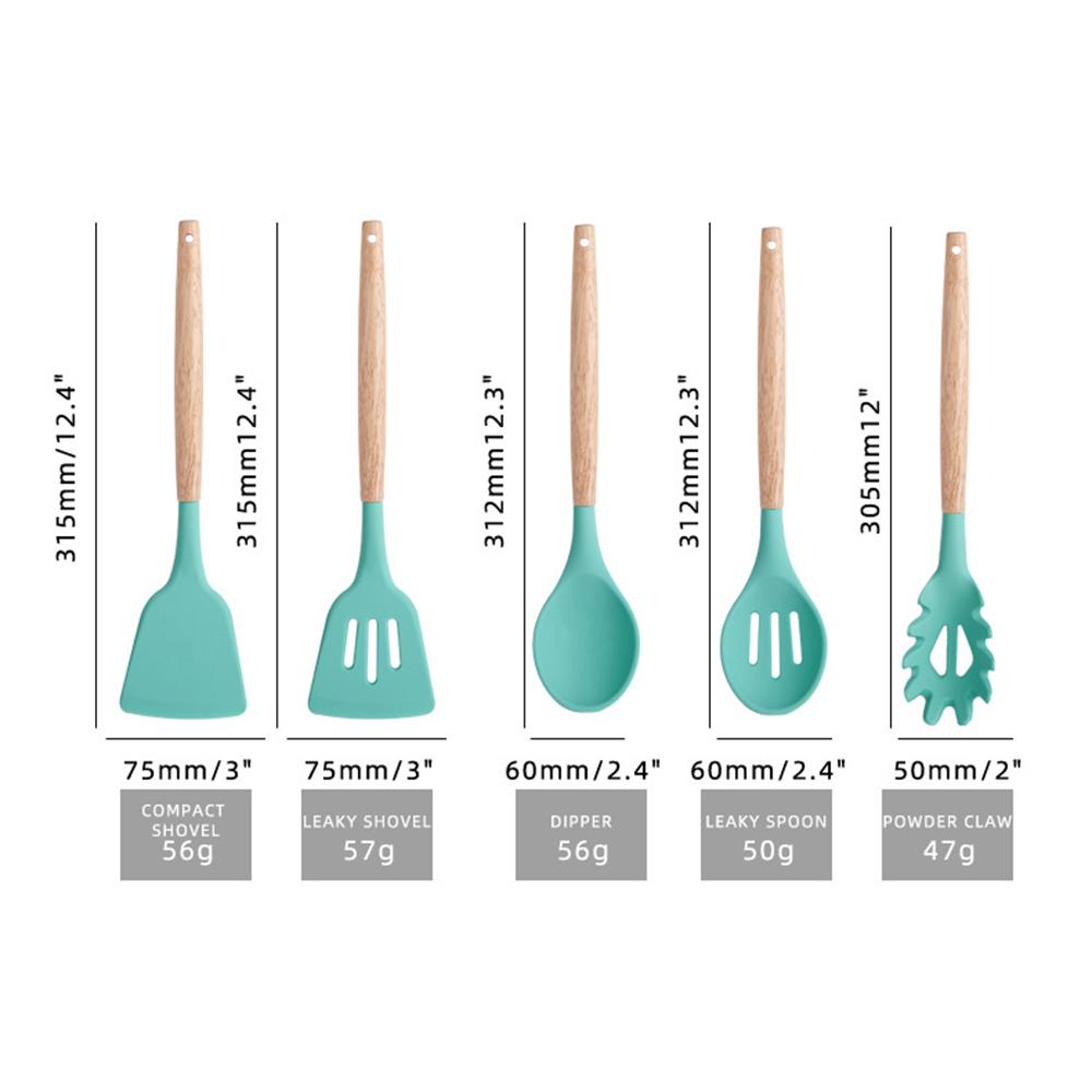 Silicone Kitchen Utensils Set Non-Stick Cookware for Kitchen Wooden Handle Spatula Egg Beaters Kitchenware Kitchen Accessories