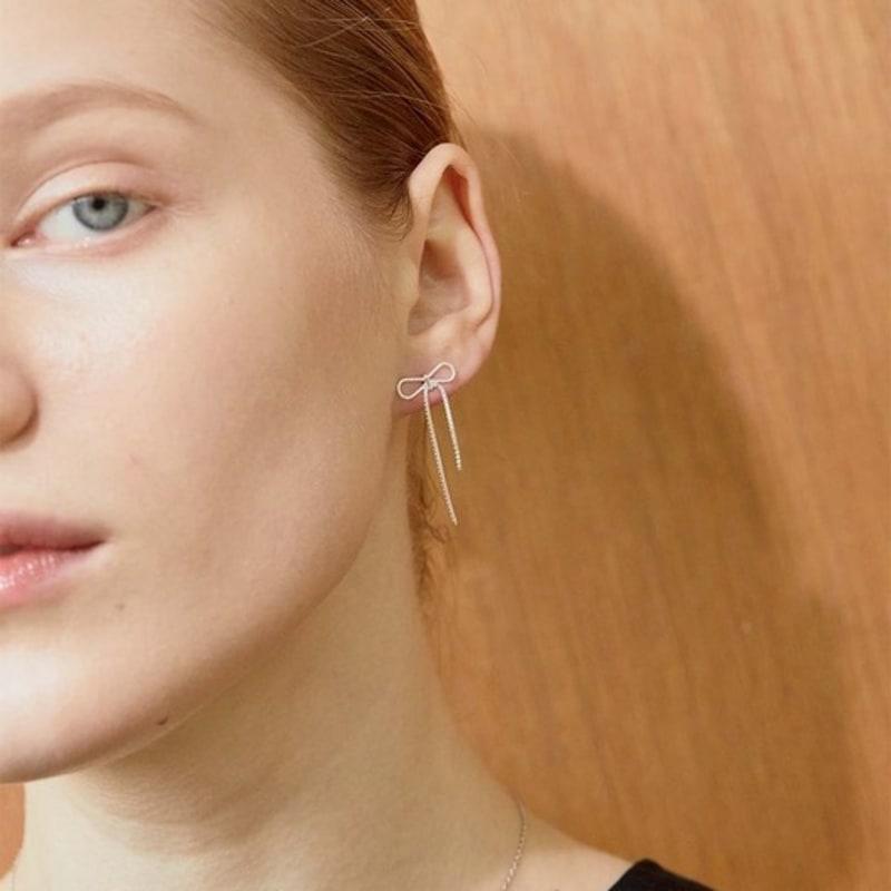 

hish ribbon earrings- silver (silver925) silver