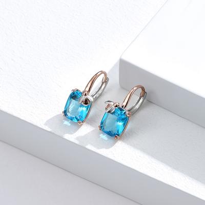 Big Sky Bule Zircon Clip Earrings Rose Golden Earring For Women