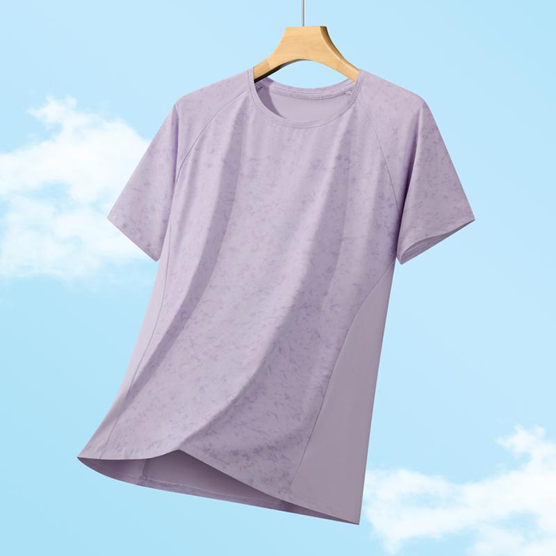 Ice Silk T-shirt for Women, Summer Quick Drying Sports Fitness Short Sleeved Round Neck T-shirt, Ice Silk Women's Top