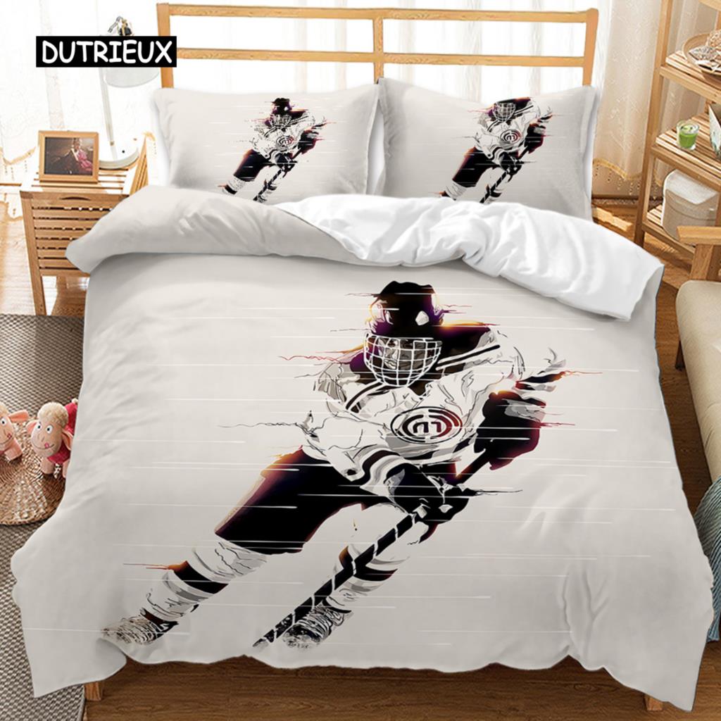 

Ice Hockey Duvet Cover Set Polyester Quilt for Kids Boys Teens Sports Hobby Activity EU single(135x200cm)
