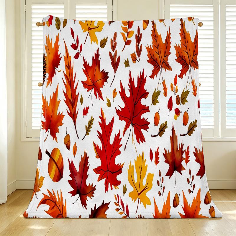 Autumn Leaves Series Printed Flannel Blanket Soft Warm & Cozy, Ideal for Dorm & Home, Adds Warm Fall Vibe
