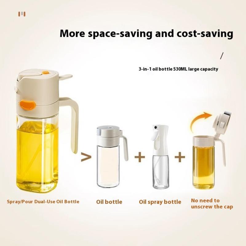 550ML Ölsprühflasche BBQ Kochen 2 in 1 Ölspender Olivenöl Ausgießer Sprüher Küche Backen Öl Zerstäuber Essigflasche