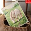 White Horse Floral Meadow 5D Pearl Painting Kit with Frame DIY Sparkling Bead Canvas Art Relaxing Craft for Girls Room Decor