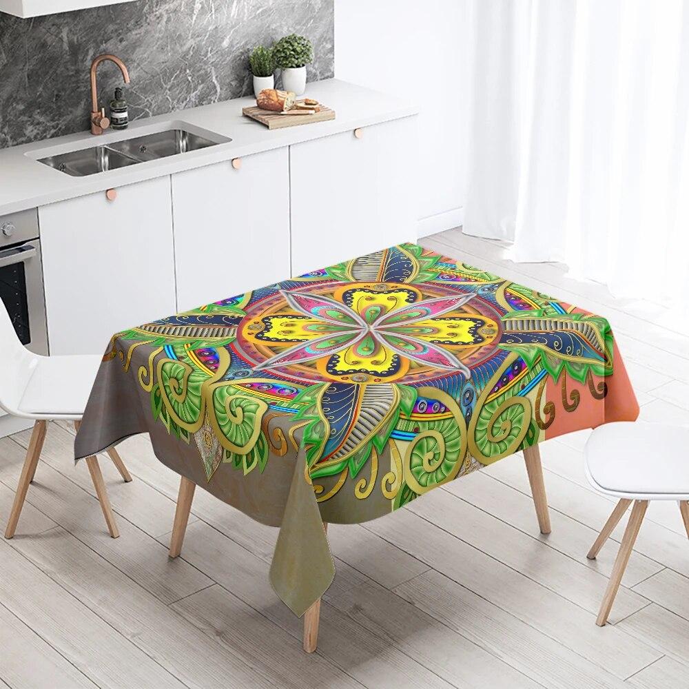 Waterproof Mandala Printed Tablecloth Wedding Party Restaurant Banquet Decoration Rectangle  Kitchen Table