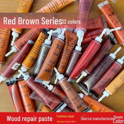 Kit Riparazione Mobili e Pavimenti Marrone Quercia Rossa - Stucco e Pennarello a Base Acqua