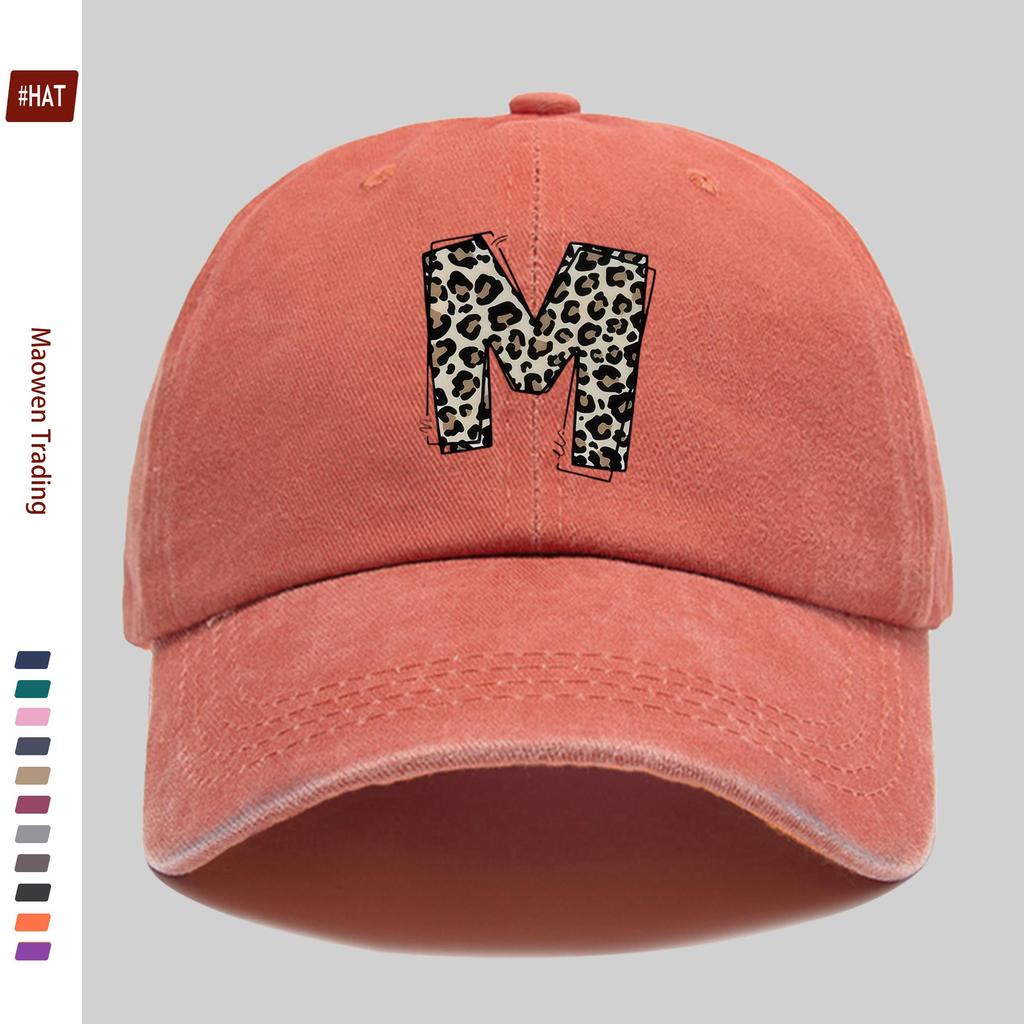 pc Leopard Print Letter M Pattern Printed Baseball Cap Casual Design Decorative Hat Comfortable and Lightweight Headwear A