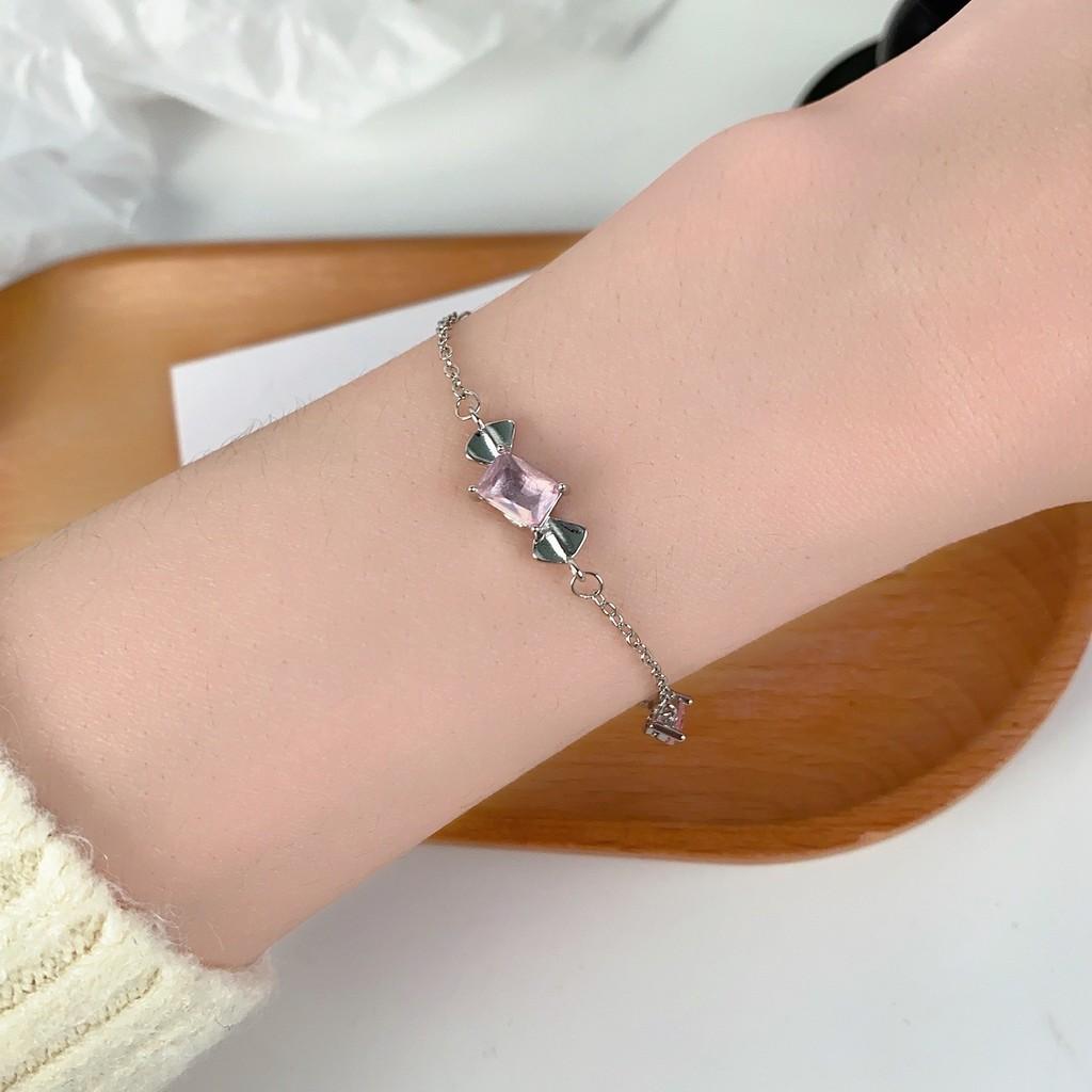 Heart Charming Pink Bracelet For Teens Everyday With Geometric Design Alloy