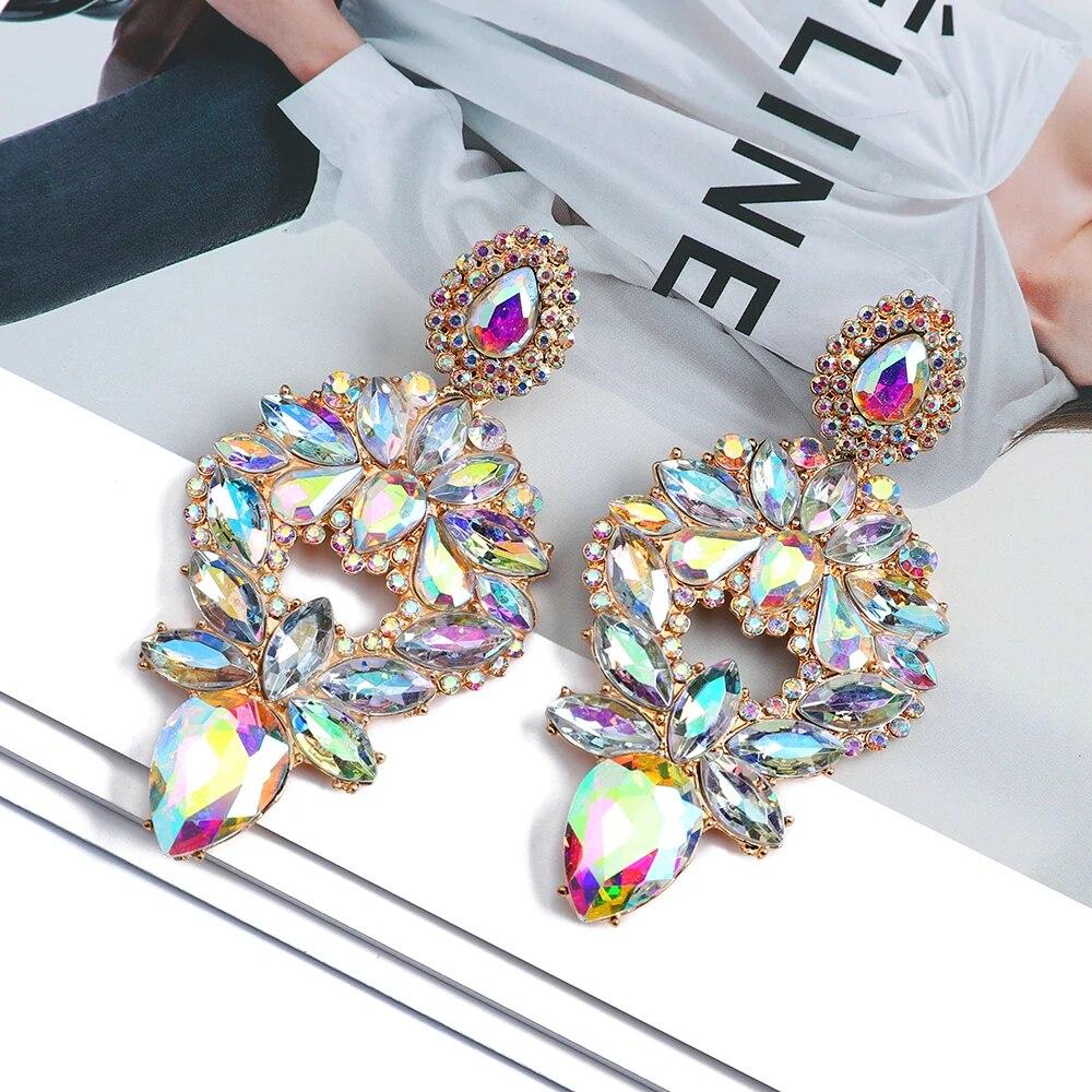 

Модные каплевидные хрустальные стеклянные декоры, большие висячие серьги, роскошные фестивальные вечерние очаровательные эффектные подвески, ювелирные аксессуары