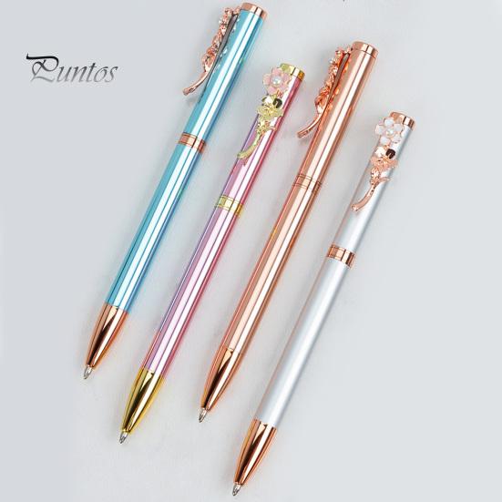 Exquisiter, einziehbarer, solider Schreibstift, bezaubernder Kunstperlen-Blumen-Clip-Kugelschreiber, Studentenbedarf