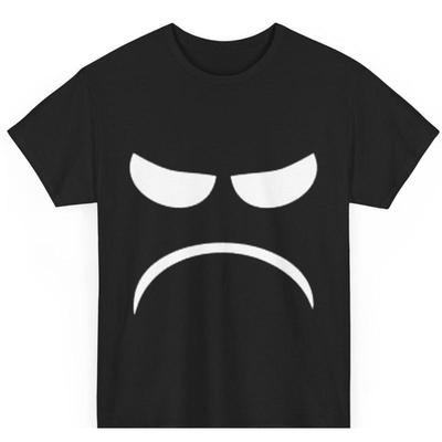 Schwarzes T-Shirt mit wütendem Gesichtsgrafik Lustiges Stilvolles Unisex-Tee