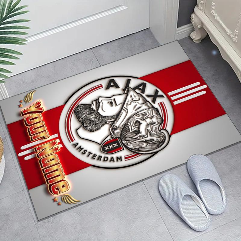Ajax FC Design Area Rug Personalized Name- Non-Slip, Soft & Cozy Floor Mat for Living Room, Office - Indoor/Outdoor Carpet