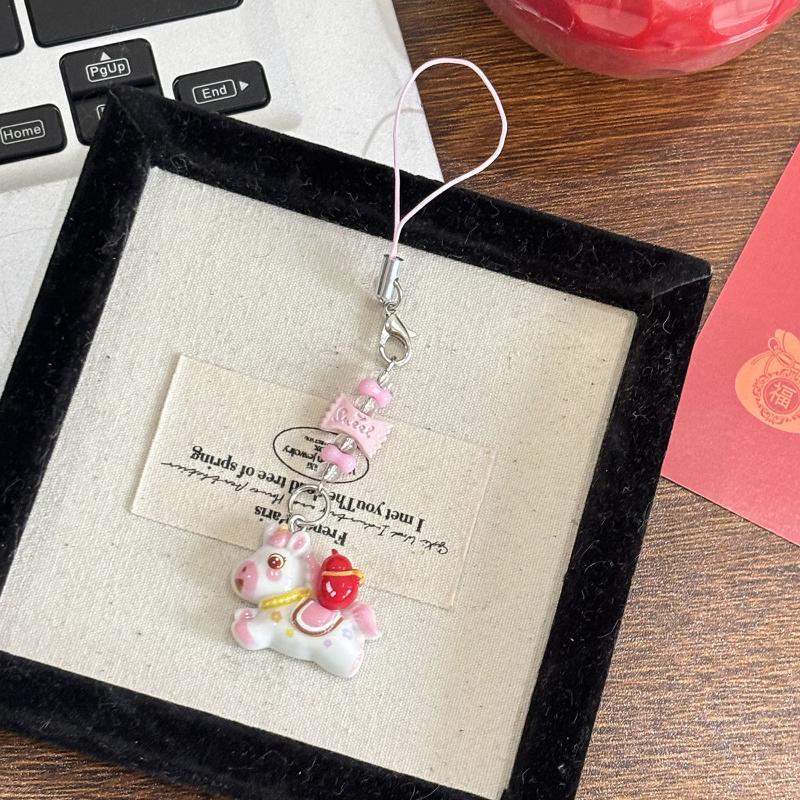 1/5 Pezzi Portachiavi Pony Cartone Animato Carino Creativo Cavallo Perline Cinturino Cellulare Ciondolo Zaino Decorazioni da Appendere Accessori Regalo