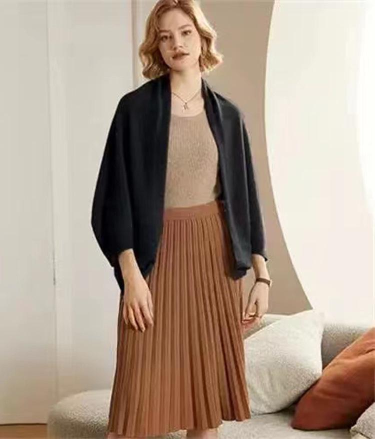 Pure Wool Flat Shawl Scarf - Warm Cashmere Blend Cape