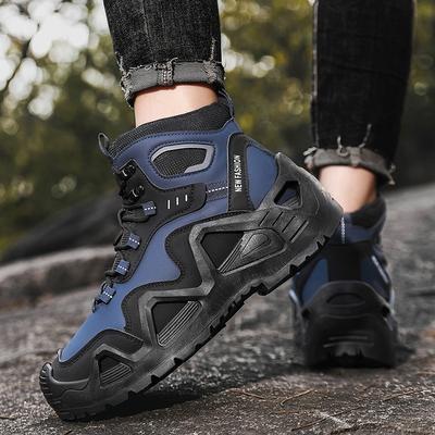 Chaussures de sport d'extérieur grande taille antidérapantes pour voyage, chaussures de randonnée résistantes à l'usure, chaussures pour hommes à tige moyenne à semelle épaisse