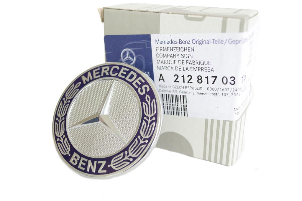 Mercedes Benz Genuine Engine Hood Bonnet Emblem Laurel Wreath with Stand 2128170316