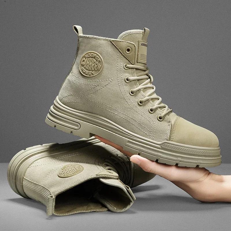 CYYTL Męskie buty Casual Canvas Shoes Zimowe Designerskie Luksusowe Kostki Platformowe Motocyklowe Chelsea Taktyczne Kowbojskie Walki Praca Piesze Wycieczki