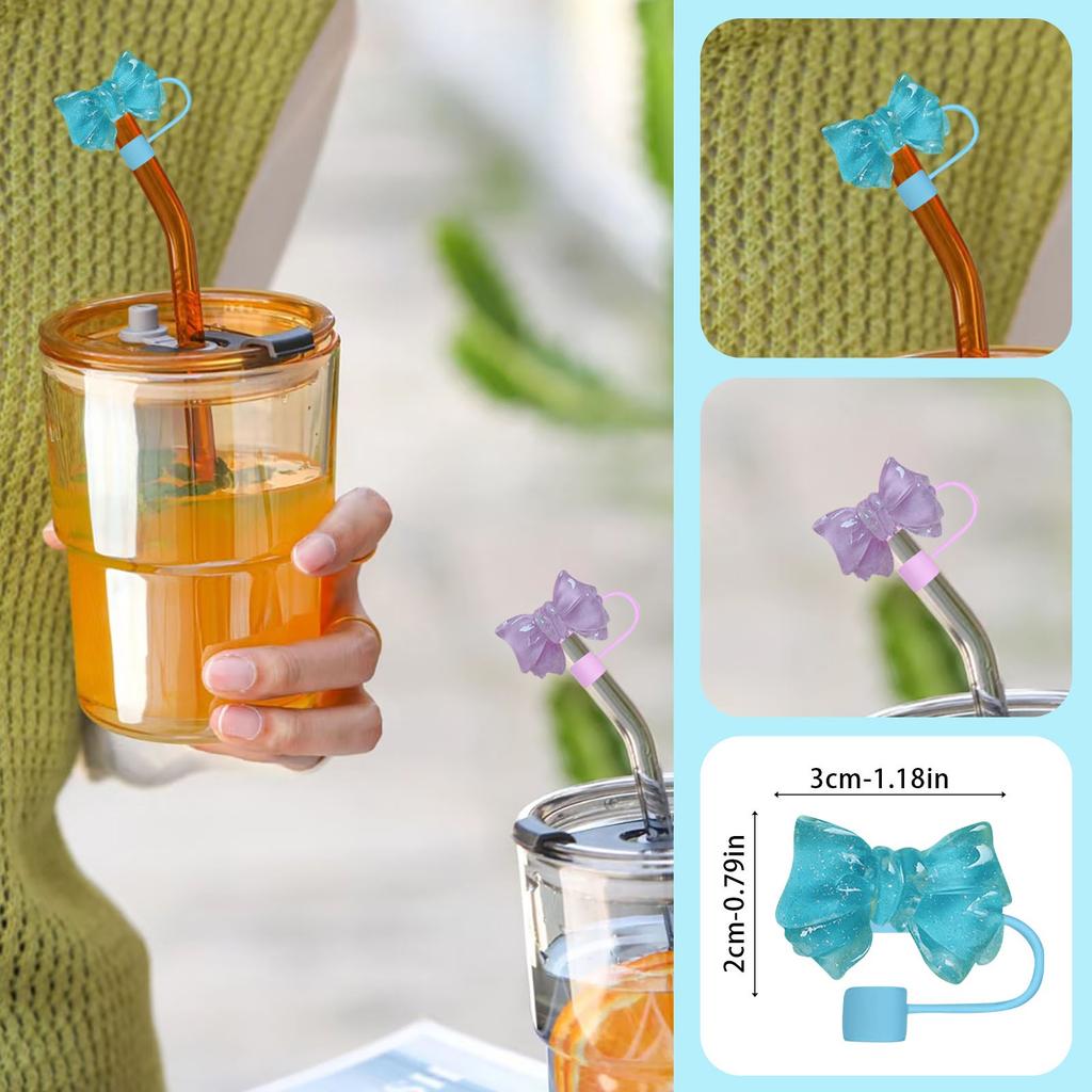 Bowtie Straw Cover Straw Dusts Stopper Colorful Straw Toppers Mug Accessories