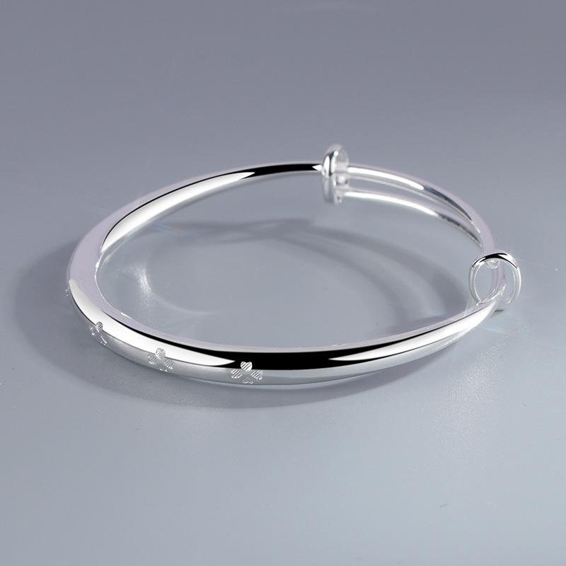 Glücksklee Solider Schiebe-Zug-Armreif Modisches Armband für Damen