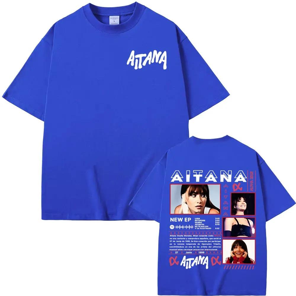 Aitana Cuarto Azul 2026 World Tour Cover TShirt Unisex Harajuku Streetwear Casual Loose Pure Cotton Women And Unisex Tshirts
