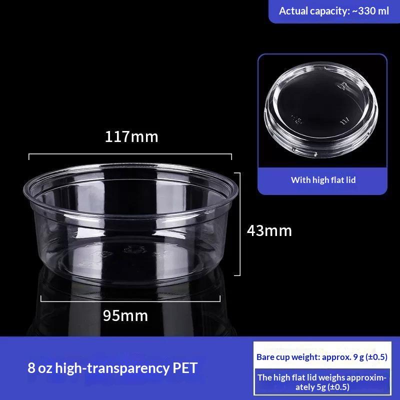 50Pcs 117 Caliber Pet Disposable Plastic Cup Clear Food Container With Lid For Dessert Fruit Snack Cold Drink Takeaway Packing