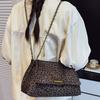 Ladies Gold Zipper Leopard Print Crossbody Bag