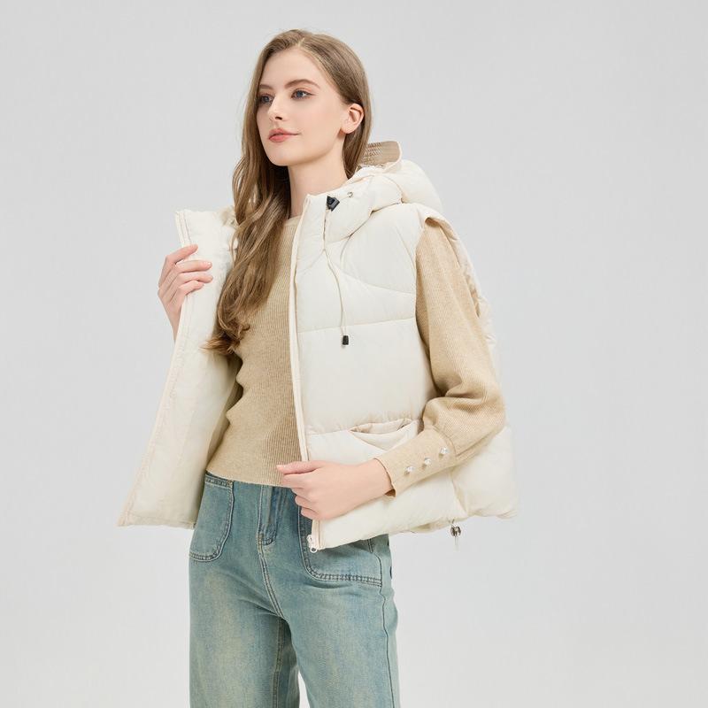 Herbst und Winter Neue Baumwollweste für Damen Kleine Kapuze Locker Kurze Weste Mantel Weste
