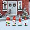 Outdoor Christmas Yard Signs 4Pcs Metal Gnome Garden Stakes Decorative Iron Signs Weather Stakes Resistant Sculptures for Lawn Flower Bed & Holiday