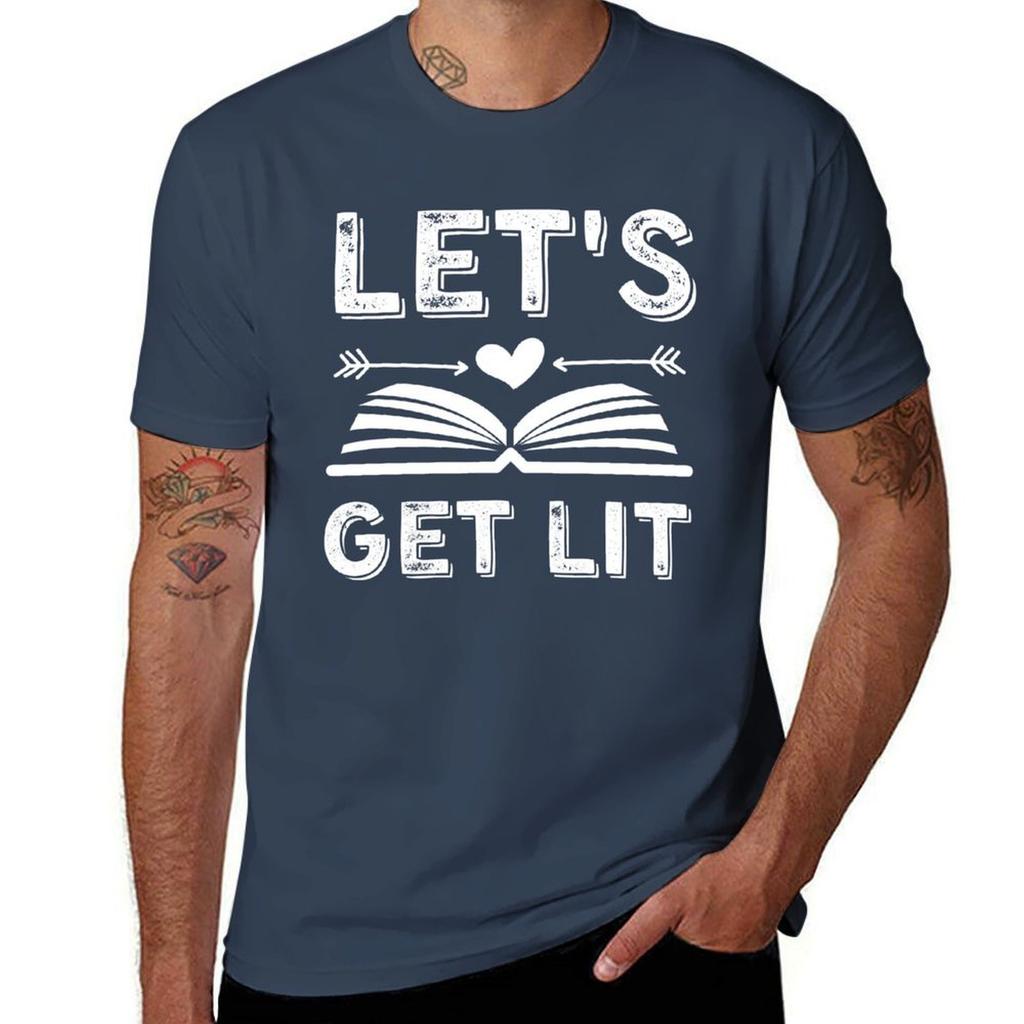 Lets Get Lit TShirt Active Sports Short Sleeve Cotton Shirt