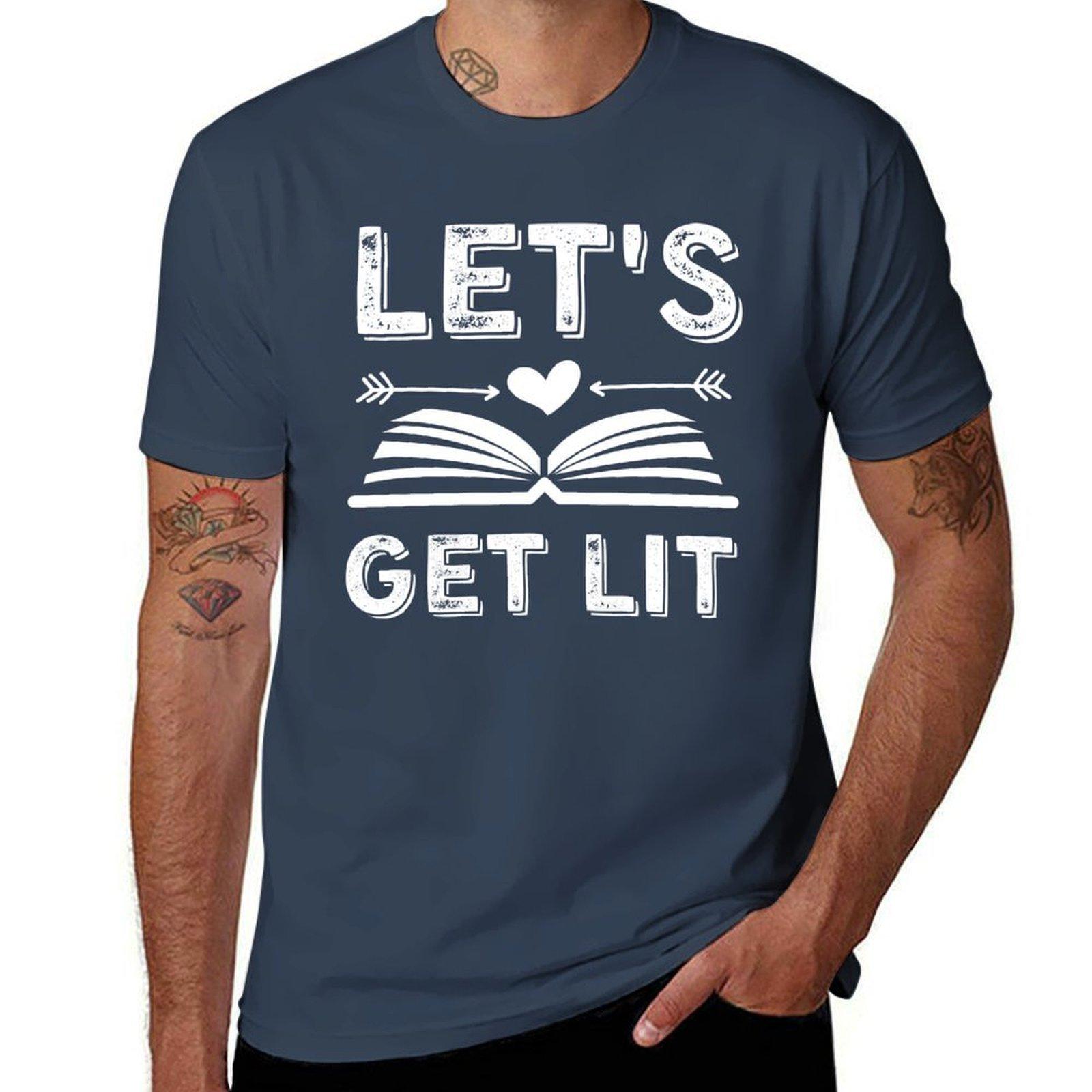 Lets Get Lit TShirt Active Sports Short Sleeve Cotton Shirt S