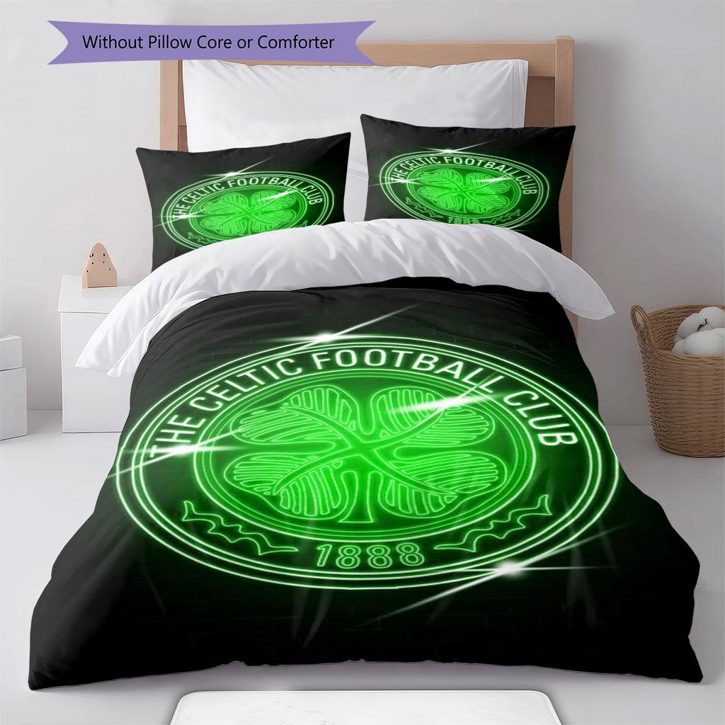 Celtic Football Club Muster Bettwäsche, Steppbett Set Bettbezug Kissenbezug Zuhause Geburtstagsgeschenk(1 Bettbezug + 2 Kissenbezüge, ohne Füllung)