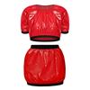 Women Waterproof Vinyl 2-Piece S-3XL Crop Top and PVC Mini Skirt Swimsuit Cover Up Adaptive Swimwear for Beach Pool