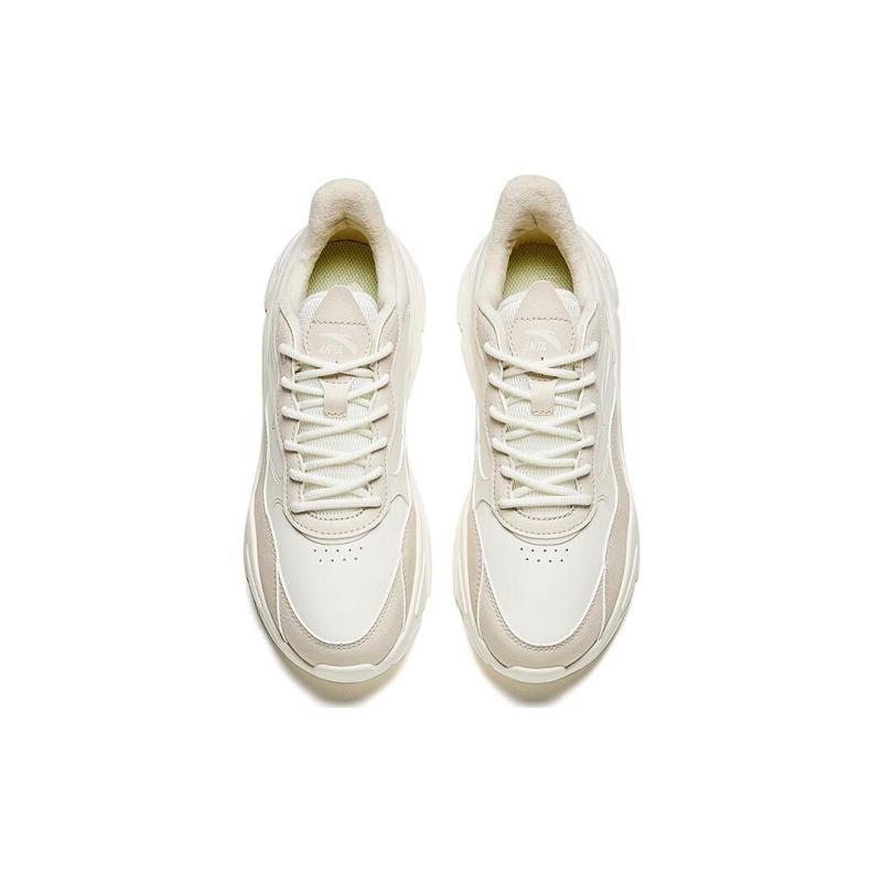 Anta Little Millennium Slip Resistant Thermal Low Top Casual Shoes Women's Ecru Sneakers 922348826-4