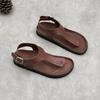 Fashion GKTINOO Handmade Genuine Leather Flat Sandals For Summer 2025 New Solid Color Square Buckle Simple Soft Cowhide Women's Shoes