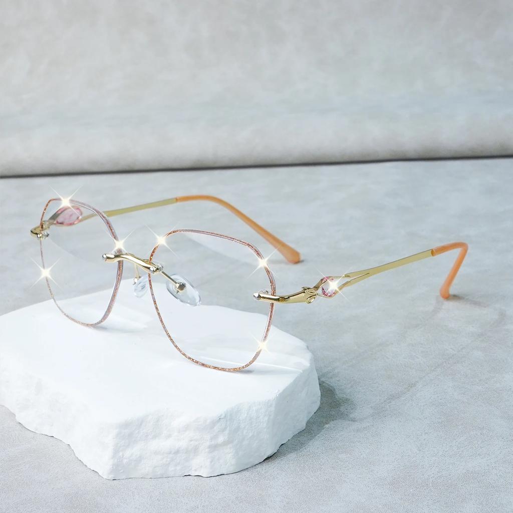 Elegant Rhinestone-Adorned No-Frame Reading Glasses - Lightweight, Comfortable, and Easy To Wear, +1.0 To +4.0