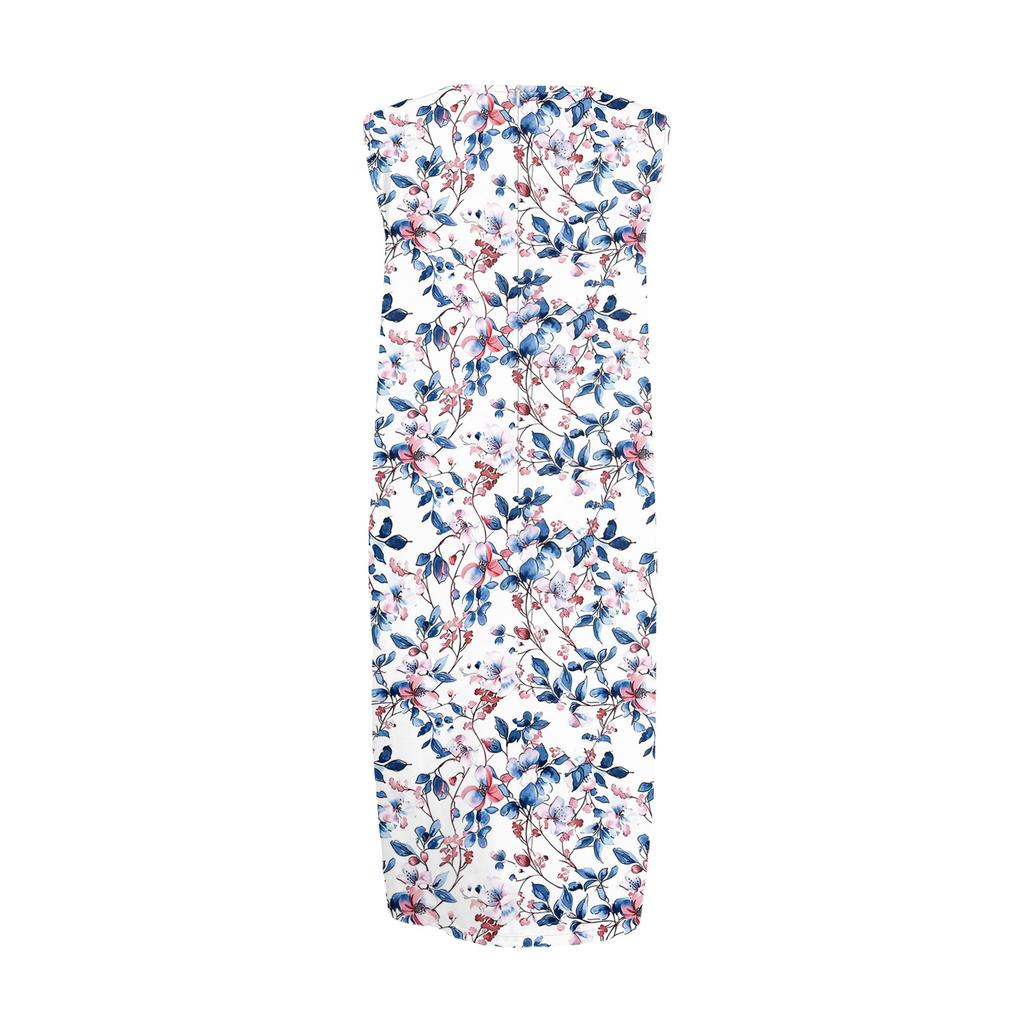 Women's Fashion Casual Sleeveless Round Neck Floral Elegant Temperament Dress