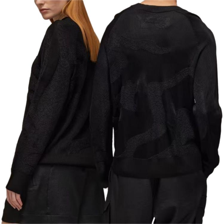 Y-3 Knit Sweater Solid Color Crew Neck Pullover Fitted Long Sleeve Unisex Sweater Black IN4340