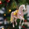 Weißes Pferd Weihnachts-Hängeanhänger Acryl-Taschenanhänger Charms Auto-Pferdeanhänger 2D Flaches Weihnachtsbaum-Ornament Navidad Dekor