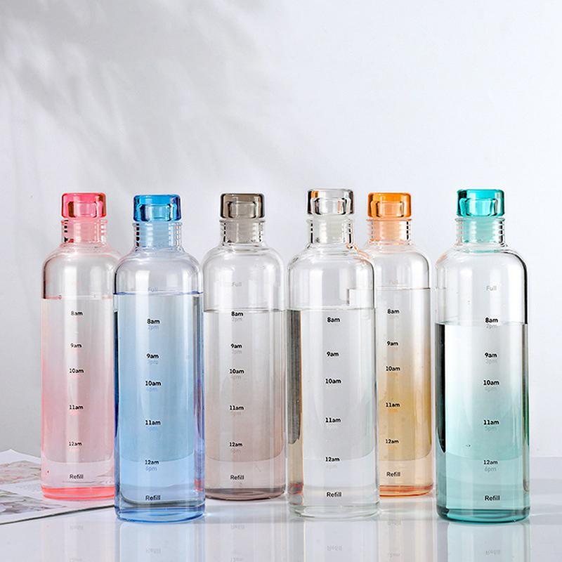 Newest Water Cup Sport Water Bottle With Time Scale Couple Plastic Portable Water Container Anti-drop Outdoor Water Bottle
