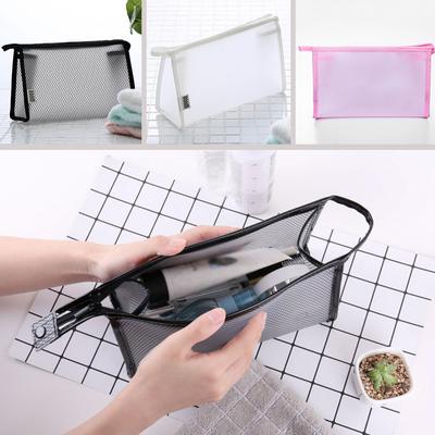 Transparent Mesh Makeup Case Organizer Storage Pouch Casual Zipper Toiletry Wash Bags Make Up Women Travel Cosmetic Bag