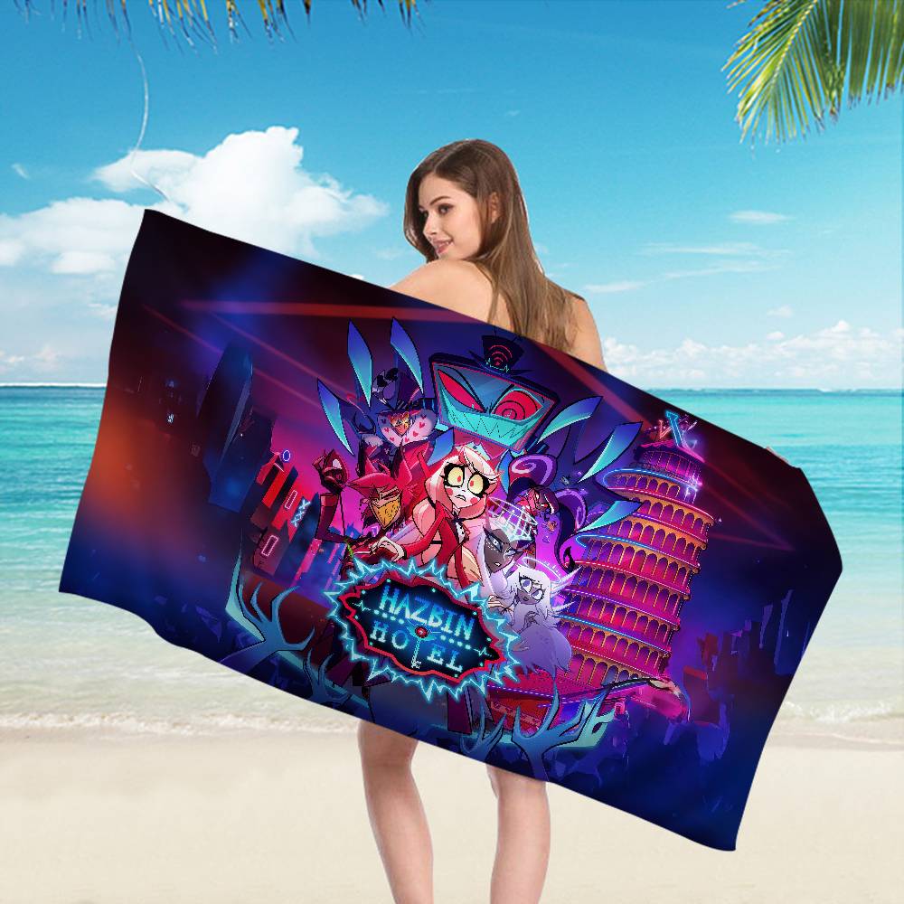 H-Hazbin H-Hotel Charlie Cartoon Bath Towel Microfiber Soft Water Absorbing Breathable For Girl Kids Decorative Beach Towel
