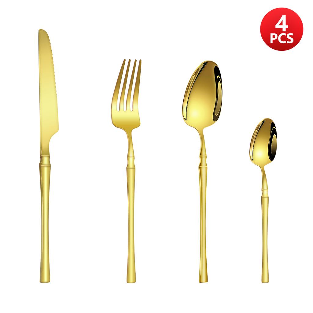 4/6/16/24pcs Stainless steel cutlery Small waist set Gold luxury cutlery Kitchen items include a knife, fork and spoon