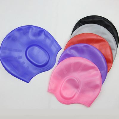 Cuffia da nuoto alta elastica per adulti Uomo Donna Cuffia da piscina impermeabile Proteggi le orecchie Capelli lunghi Cappello da sub in silicone grande