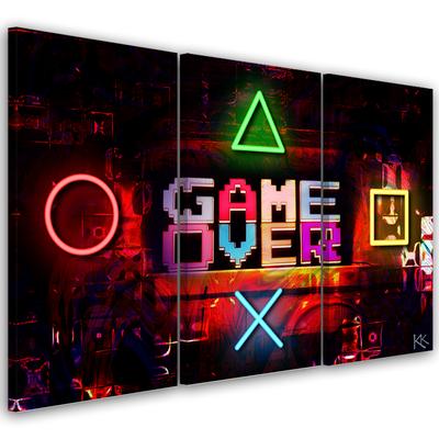 Three Piece Picture Canvas Print Game Over for the Gamer