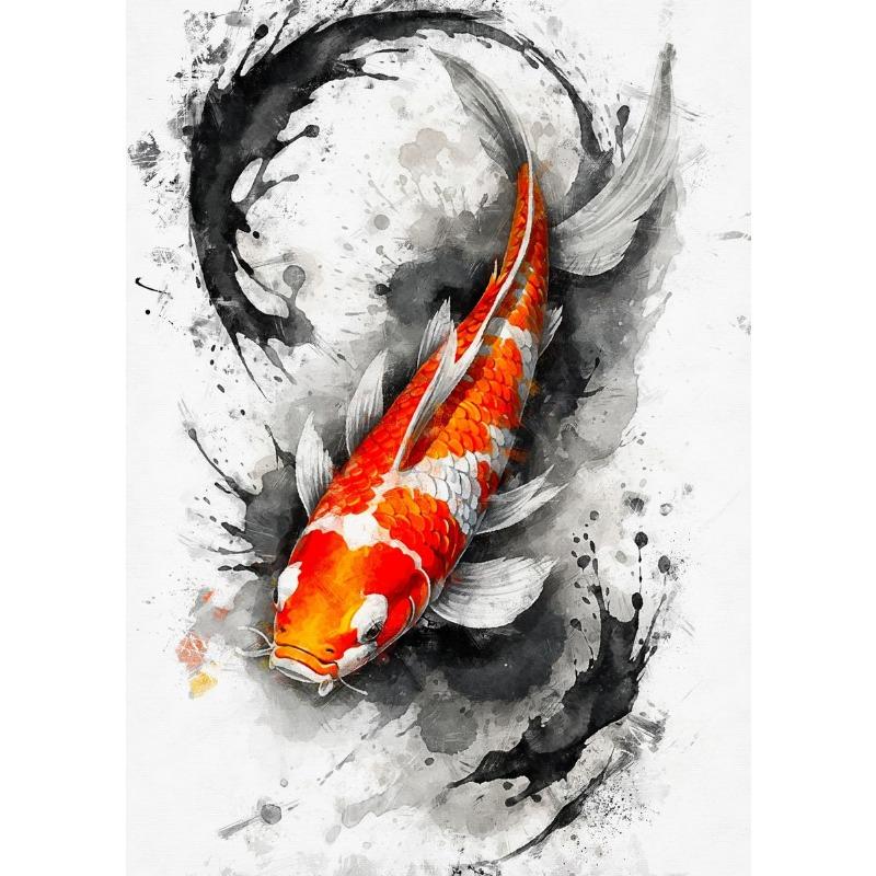 Chinese Red Koi Fish Landscape Picture Carp Canvas Painting HD Print Posters for Modern Living Room Wall Art Home Decor Cuadros